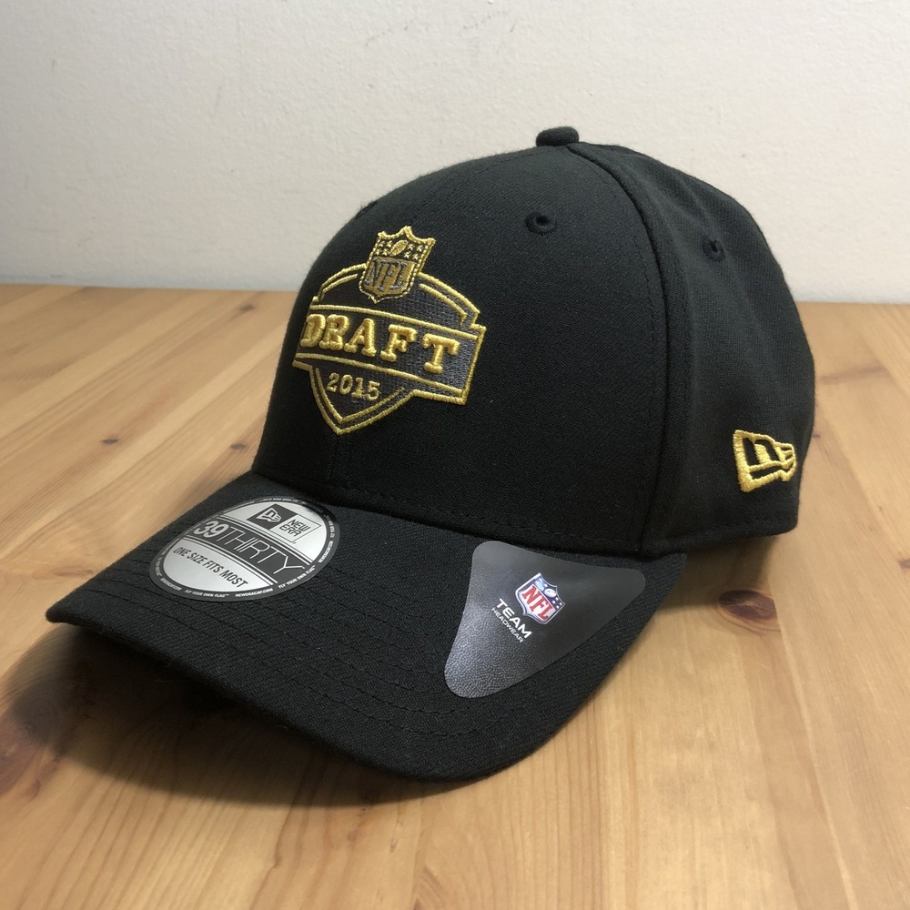 NFL Draft 2015 New Era 39THIRTY Stretch Fit Cap Hat OSFM Black Gold